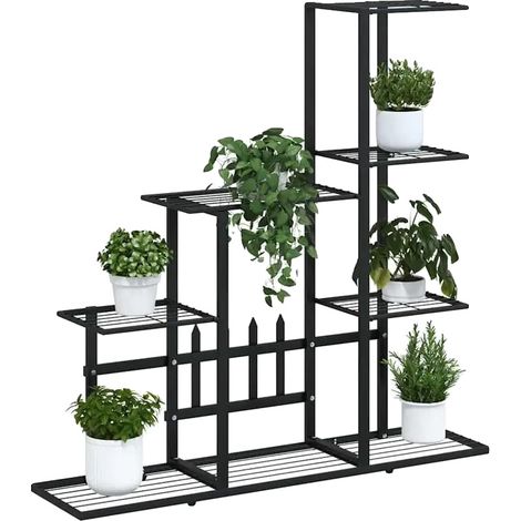 Soporte para plantas, diseño moderno, solución que ahorra espacio, color negro. (1/2)
