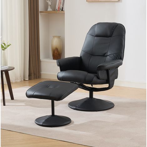 Sillón relax masaje con reposapiés, masaje de 5 puntos, calefacción, giro 360°, negro DESVIAE (1/5)