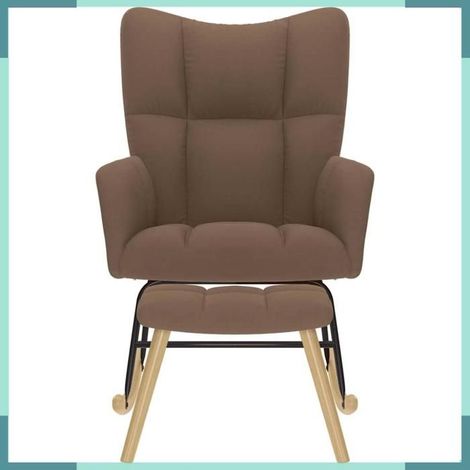 Chaise à bascule avec repose-pied - 4016804 - Marron - Tissu (100% polyester) - Charge 110 kg (1/5)