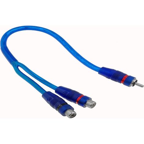Adaptateur Y RCA - 1 RCA Male 2 RCA Femelles 15cm - bleu RCAHQY12