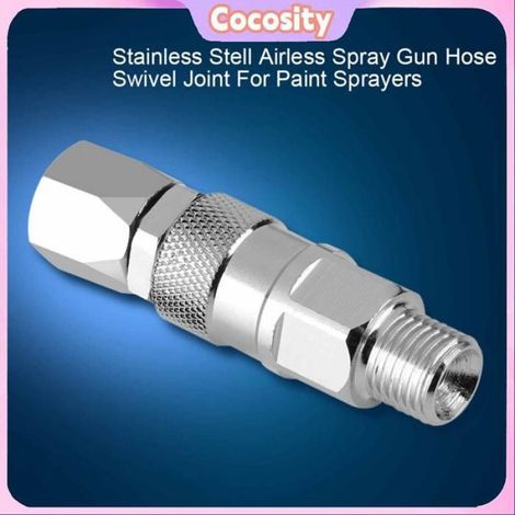 Lot de 2 Adaptateurs Pivotants Universels 1/4 Pouce pour Pulvérisateur Airless, Raccord de Tuyau Haute Pression, Argent (1/5)