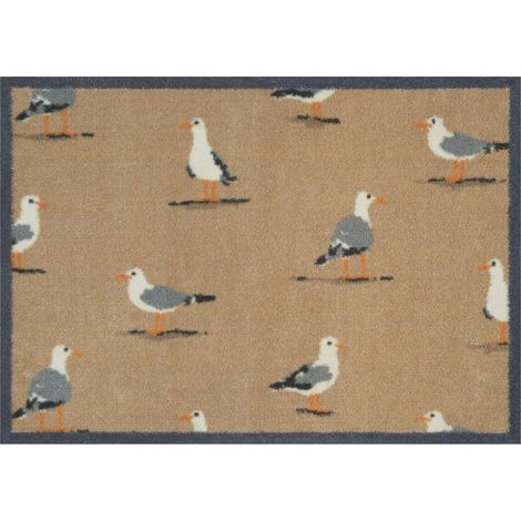 FLOORNOVO Schmutzfangmatte Natur Schmutzfang - 85 cm x 60 cm - Küstenvögel - waschbare Fußmatte Innen und übderdachte Außenbereiche (1/3)