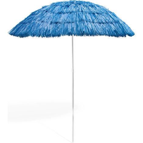 Hawaii Strandschirm Sonnenschirm Gartenschirm Schirm 160 cm UV30 blau oder natur