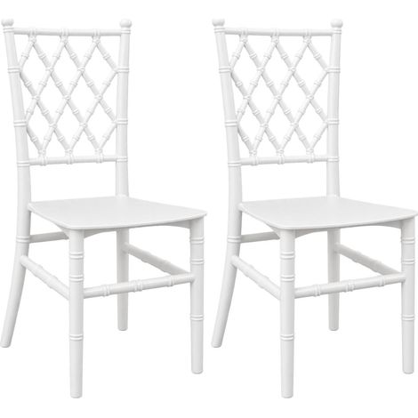 Set 2 Sedie modello Chiavarina di colore Bianco - Sedia impilabile in Plastica con Braccioli e schienale alto per eventi e cerimonie (1/5)