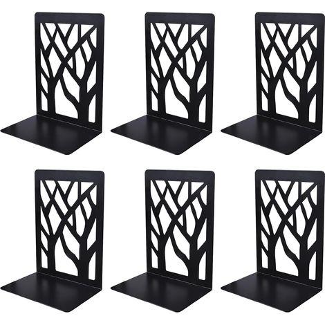3 Paires/6 Pcs Serre-Livres en Métal, Serre Livres pour Étagères, Cale Livre Metal, Bookend Supports, pour Bureau, Ecole, Maison, Librairie, Séparateurs de Livres, CD, Porte-Dossier (Noir) (1/5)