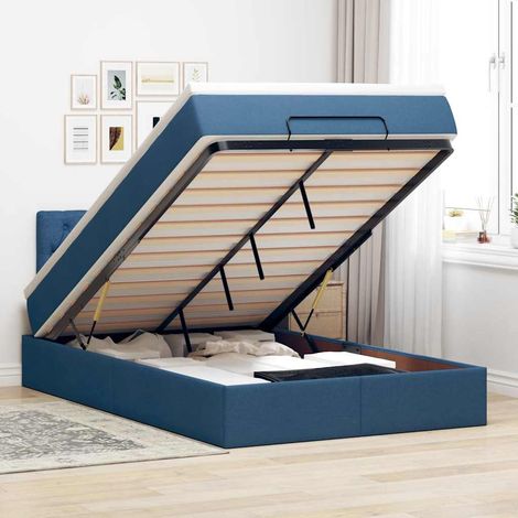 vidaXL Lit ottoman avec matelas bleu 120x200 cm tissu (1/5)