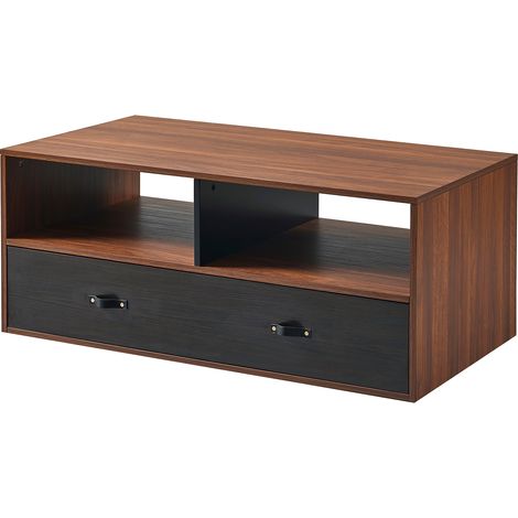 Teamson Home Henry Wooden Coffee Table & Storage, Modern Rectangular End Table with Drawers for Living Room, Reception Room or Study, Walnut Brown (1/5)