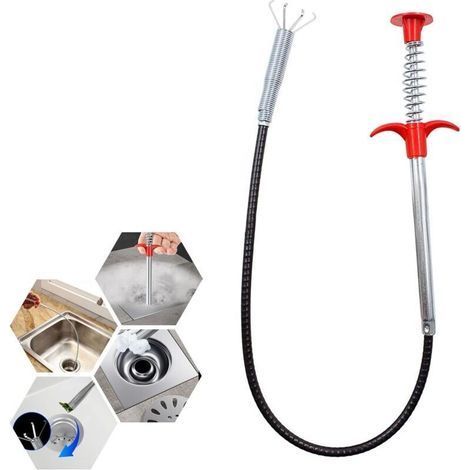 Drain Cleaner 60cmFlexible Sink Cleaner Drain Rods Snake Drain Tool with Easy to Use Reusable Kitchen Sink Cleaning Brush (1/5)