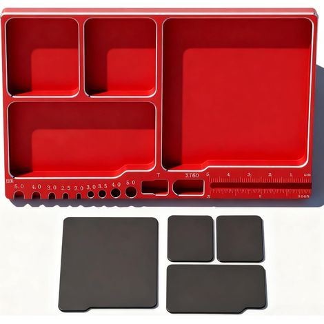 Bandeja magnética para tornillos, tamaño portátil, aleación de aluminio con adsorción magnética, bandeja duradera para herramientas de reparación RC (1/5)
