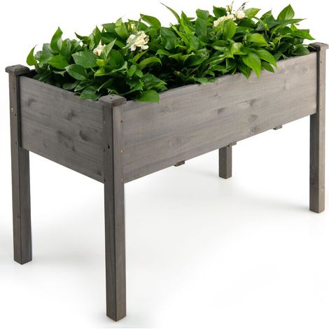 Aiuola rialzata 123 x 59 x 76 cm per un giardinaggio ergonomico ed elegante in legno di abete grigio 200012193
