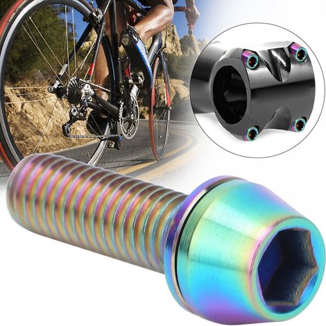 Lot de 3 vis de potence de guidon de vélo en alliage de titane durable, M6x20 mm, colorées, pour freins à disque. (1/5)