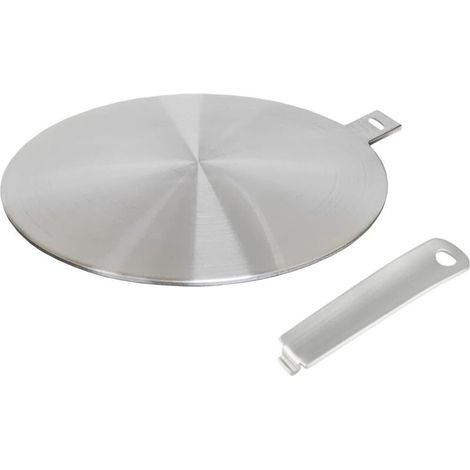 Adaptador de inducción, disco convertidor para placa de inducción, placa difusora de calor con asa y base desmontables, 24 cm