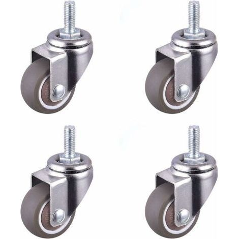 – Roulette pivotante silencieuse 25mm – Lot de 4 roulettes en TPE – Vis filetée M6 – Pour sols durs et meubles mobiles (1/5)