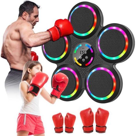 Machine de Boxe Musicale, LED Boxe Mural Musique avec Gants, Bluetooth, 9 Vitesse, Mode de Comptage, pour Adultes et Enfants (1/5)