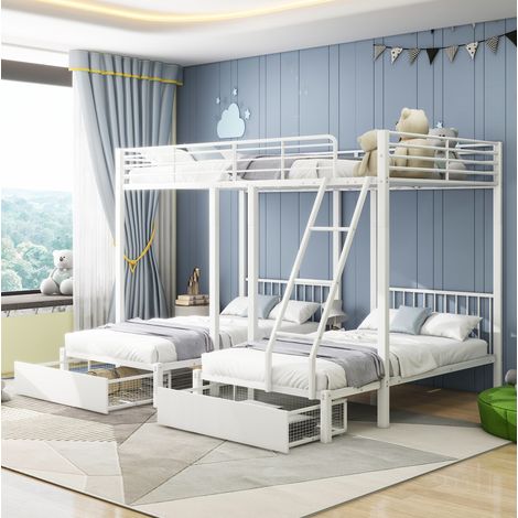MEUBLIV Etagenbett 140x200 cm Weiß – mit Schubladen, teilbar, ohne Matratze (1/5)
