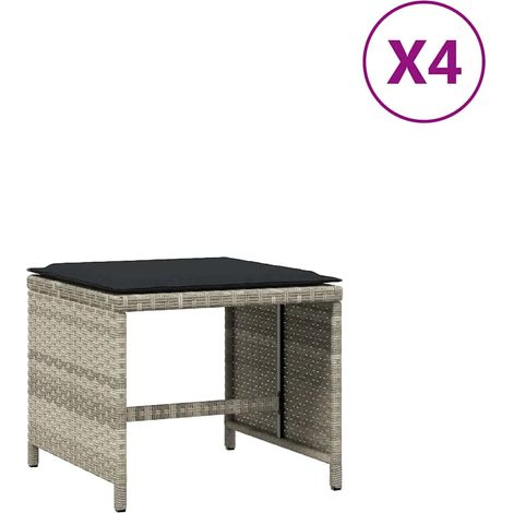 Maison Exclusive - Sgabelli Giardino Cuscini 4pz Grigio Chiaro 41x41x36 Polyrattan