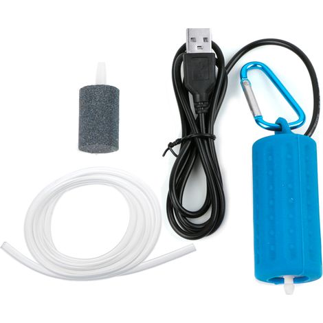Pompe à air pour aquarium 1W 5V ultra silencieuse avec diffuseur d'air et mini-aérateur d'oxygène rechargeable par USB.