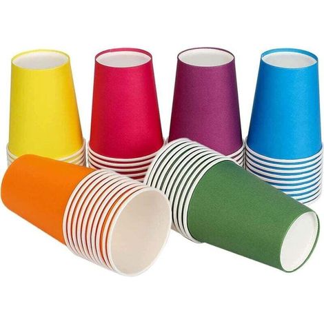 60 Pièces Gobelets Carton Colorés, 250 ml Multicolore Verres Carton Jetables Biodégradable, pour Enfants Bricolage Mariage Fêtes Café Thé Boissons Chaudes et Froides
