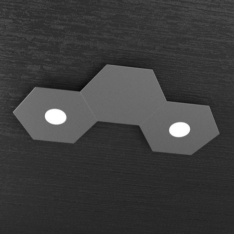 Plafoniera Moderna 3 Moduli Hexagon Metallo Grigio Antracite 2 Luci Led 12X2W (1/5)