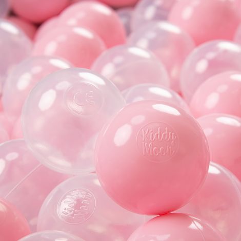 KiddyMoon 50 ∅ 7Cm Bolas Colores De Plástico Para Piscina Certificadas Para Niños, Rosa Claro/Transparente (1/5)
