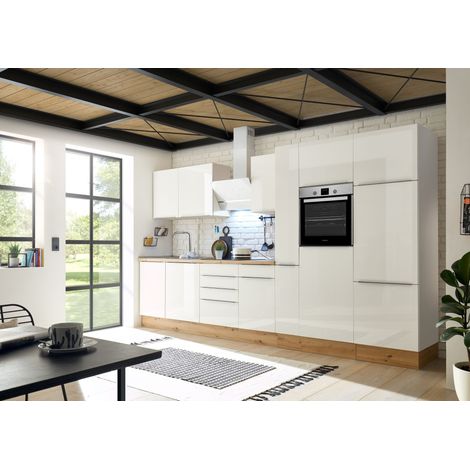 Respekta – Cuisine complète Marleen Premium 370 cm – Plan de travail chêne Artisan 38 mm – Hauteur de travail ergonomique 91,5 cm – Soft-Close (1/4)