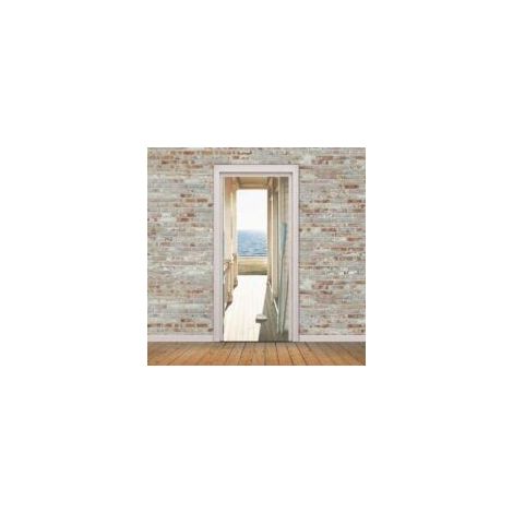 Revestimiento – Juego de 2 pegatinas autoadhesivas 3D para puertas – PVC impermeable – Dimensiones 38,5 cm x 200 cm – Decoración de interiores para cocina y baño – Crezuo