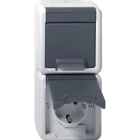Gira Ench. SCHUKO 2f vertic. KD WG AP Gris [478030], 4780 30
