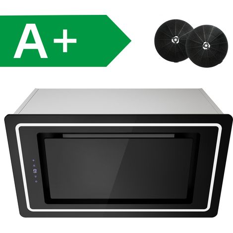 Extractor empotrable FIREGAS 52 cm-Aspiración de 450m³/h-Eficiente y silencioso-9 velocidades-Negro [Clase energética A++].
