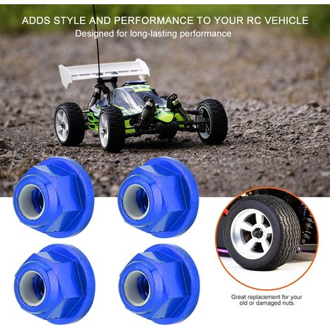 Écrous de roue en aluminium M4 bleus pour vélo tout-terrain 1/12 Fayee WL 12423, 4 pièces (1/4)