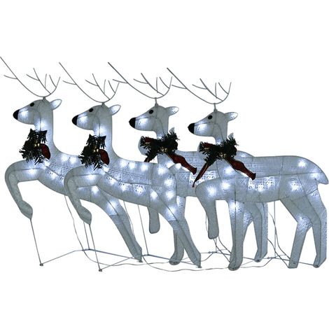 Rennes de Noël 4 pcs Blanc 80 LED