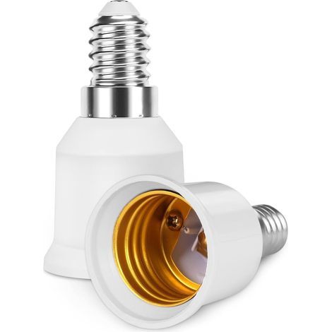 Pack of 2 E14 to E27 Adapters, Fire-Retardant Plastic, 60W Max, For LED Bulbs (1/5)