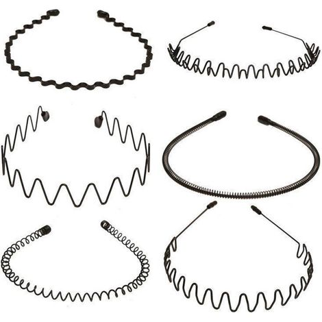 6 Épingles à Cheveux Homme Noir, Arceau Décoratif Antidérapant Léger, 6 Modèles en Métal, Bandeau Cheveux Masculin Simple (1/5)