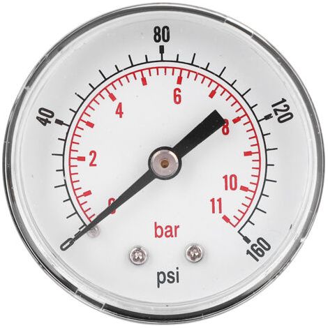 50-mm-Manometer mit 1/4-BSPT-Rückanschluss für Luft, Wasser, Öl, Gas (0-160 PSI / 0-11 Bar) (1/5)
