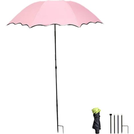 Parasol d'extérieur Irovami 125 x 95 cm avec protection solaire UV SPF 50+ - Modèle pliable pour les voyages, idéal pour terrasse, balcon, plage, pique-nique, jardin, parc, rose (1/5)