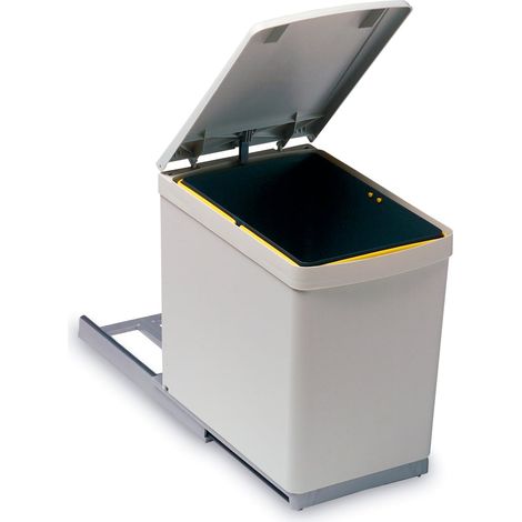 Seau de stockage gris 16L – Acier inoxydable et polypropylène – Ouverture automatique – Dimensions 360x230x380mm – Gollinucci (1/2)
