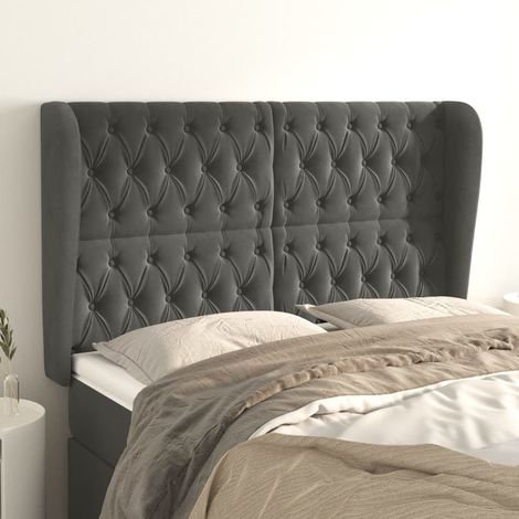 vidaXL Kopfteil mit Ohren Dunkelgrau 163x23x118/128 cm Velvet (1/5)