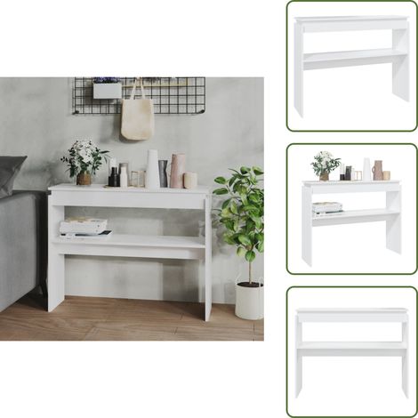 Table console blanc 102x30x80 cm bois d'ingénierie - Table Basse Blanche - Meuble D'entrée - Table D'appoint - Rangement Décoratif - Design Moderne (1/5)