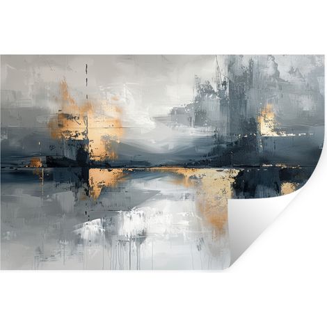Wall Sticker Art - Gray - Gold - Abstract 60x40 cm