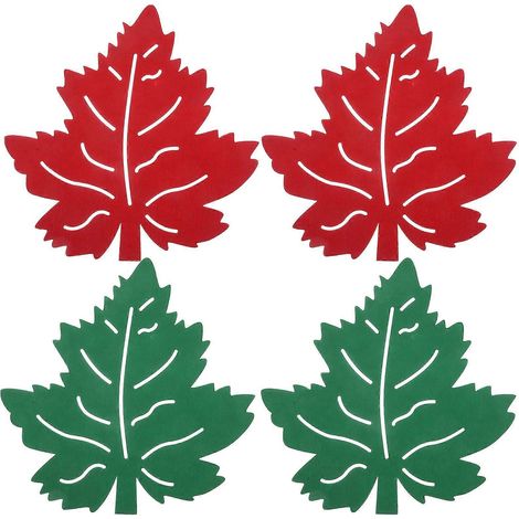 Sets de table de Pâques aux couleurs assorties, dessous de verre en forme de feuille, sous-verres isolants thermiques, 4 pièces (1/5)