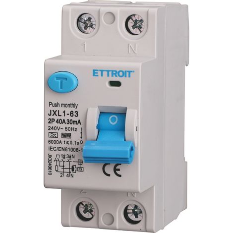 Disjoncteur différentiel pur ETTROIT 2P 40A 30mA 220V-6KA Courbe F - JX3240610