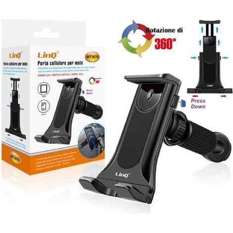 TRADE SHOP - Supporto Staffa Porta Cellulare Per Moto Per Smartphone Rotazione Di 360° Mt3670 -
