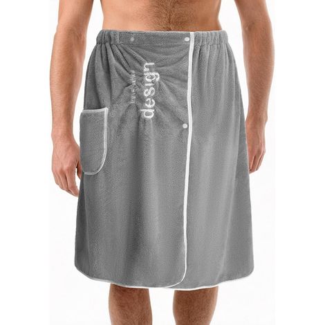 Filiyano – sac de rangement – Serviette de sauna pour homme en polaire corail grise, séchage rapide, ajustable, grande serviette douce, avec sac de (1/5)