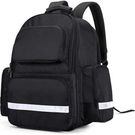 Notfallrucksack leer, medizinische Tasche mit reflektierenden Streifen, schwarz