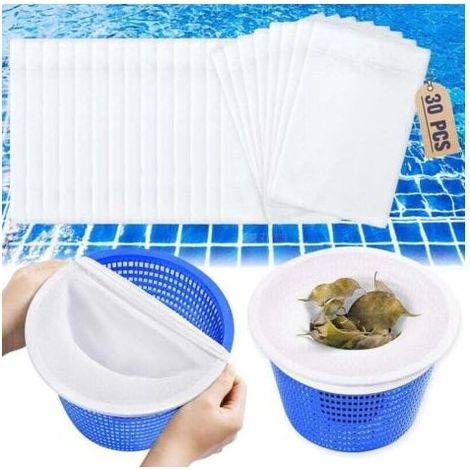 30 Pièces Chaussette Skimmer Piscine, Réutilisable Chaussettes Filtre Piscine, Pool Skimmer Socks, Accessoires de Piscine pour Écumoire (1/4)