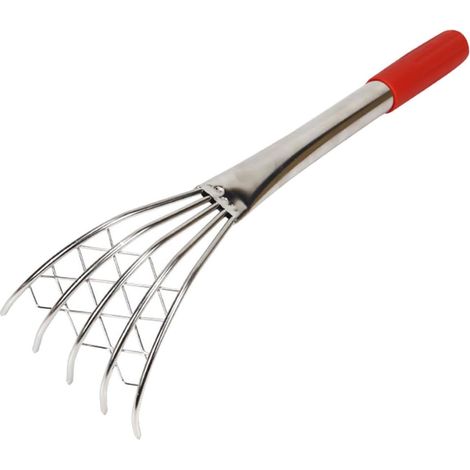 Râteau à Griffes en Acier Inoxydable Argenté pour Creuser Coquillages et Palourdes, Outil de Plage Solide avec Manche Long pour Jardin et Bord de Mer (1/5)