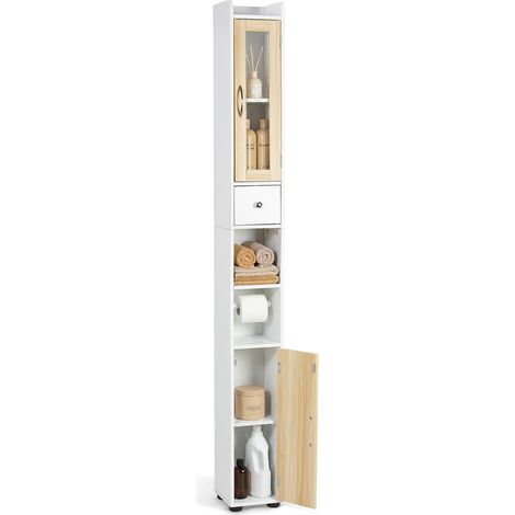 Colonne Salle de Bain Étroite, 180 cm, Porte Vitrée (1/5)