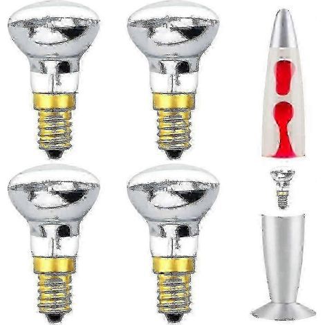 Ampoule pour lampe à lave 25 W E14 R39 Blanc chaud Ampoule réflecteur blanc chaud Ampoule incandescente à petite vis Edison (lot de 4) [classe énergétique C] - liuyue
