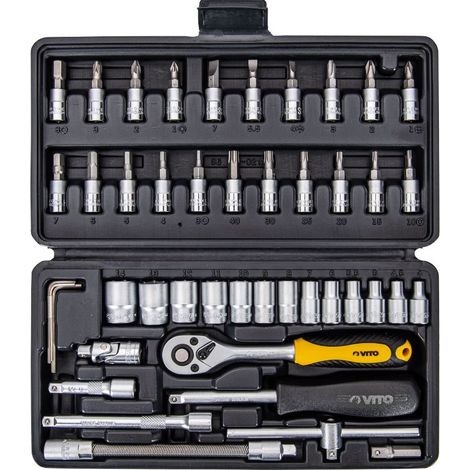 Coffret à douilles 46 pièces CRV 1/4 Chrome vanadium VITO (1/4)