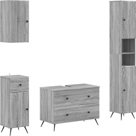 Maison Exclusive - Set di Mobili da Bagno da 4 Pezzi BREDA Sonoma grigio (1/5)