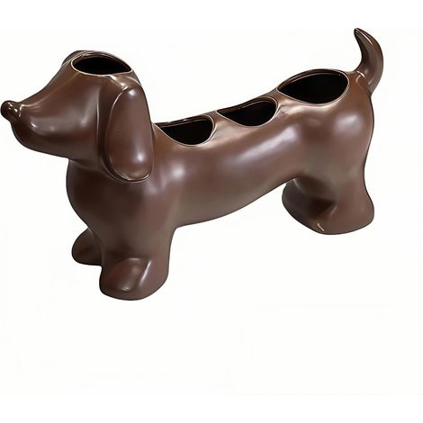 Cute Dachshund Toothbrush Holder, Ceramic Bathroom Organizer with Toothbrush Stand, Countertop Storage Decor for Home, Brown (1/5)